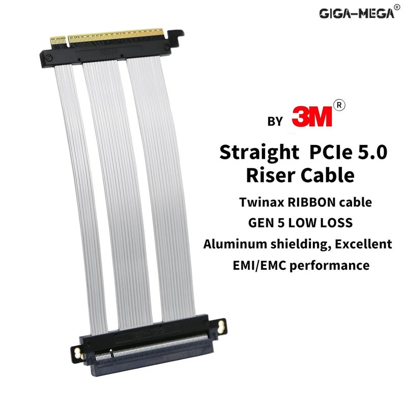 GIGA-MEGA PCIe 5.0 X16 Riser Cable Dual Reverse and Straight GPU Extension Cable GEN5 for ITX A4 Case RTX5090 (Straight 80cm) - Image 3